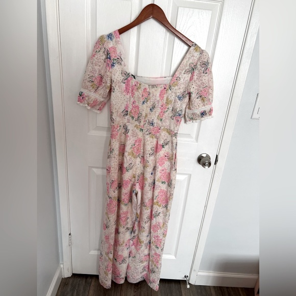 NWT Adelyn Rae Angei Eyelet Embroidered Jumpsuit in Pink Floral - Picture 13 of 15